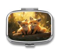 Cute Foxes - Organizer per pillole da viaggio, portatile, impermeabile, per uso quotidiano, piccolo contenitore per medicine, vitamine, olio di pesce, merluzzo, olio di fegato, tappi per le orecchie