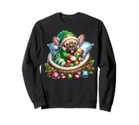 Cute Frenchie in Santa`s Little Helper Dog Costume Christmas Felpa