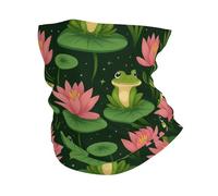 Cute Frog And Pretty Lotus Stampato Sciarpa al Collo Antivento Sciarpa A Tubo Ghetta per Motocicletta attività Escursionismo