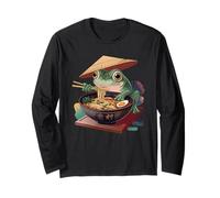 Cute Frog Eating Ramen Japanese Noodles Men Women Kids Maglia a Manica