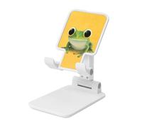 Cute Frog With Big Eyes Supporto pieghevole per telefono cellulare ad angolo regolabile in altezza da tavolo portatile culla per cellulare compatibile con tutti gli smartphone bianco