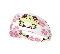 Cute Frog With Pink Flowers Elastic Exercise Headband For Women&Men,Wide Headbands For Women Athletic Sweatbands - Fashion Elastic Sports Hair Band For Yoga Fitness
