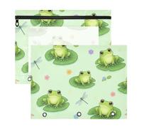 Cute Frogs - Astuccio trasparente con cerniera, colore: Verde | Finestra trasparente per afferrare rapidamente, ampia vestibilità piatta, organizer per studio minimalista