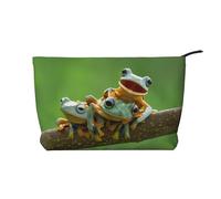 Cute Frogs Chiusura Cerniera Velluto a Coste Trucco Borsa Multifunzionale Organizer 22x7x17cm per Viaggi Campeggio Vacanza Fitness, Nero , Taglia unica