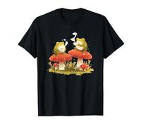 Cute Frogs With Tea Toadstools Mushrooms Fungi Cottagecore Maglietta