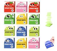 Cute Fruit Monster Pop Up Sticky Notes Dispenser,Transparent Pull-Out Tabs | Translucent Glitter Sticky Notes 80 Sheets,Magic Stationery Index Tabs,with Strong Adhesion,No Residue for Book Annotation