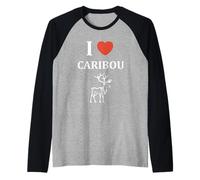 Cute Funny caribous Animals Little Simple i Love Caribou Maglia con Maniche Raglan