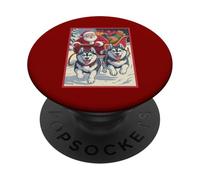 Cute Funny Husky Christmas Sled Team - Santa's Dog Sled Crew PopSockets PopGrip Adesivo