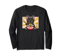 Cute Funny Kawaii Kids Japanese Ramen Black Frenchie Lover Maglia a Manica