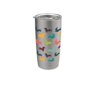 Cute Funny Womens Jumping Multicolor Dachshund Lover Pattern Bicchiere termico in acciaio inox doppia parete