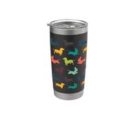 Cute Funny Womens Jumping Multicolor Dachshund Lover Pattern Bicchiere termico in acciaio inox doppia parete