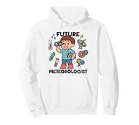 Cute Future Meteorologist Kids Boy Weather Scientist White Felpa con Cappuccio