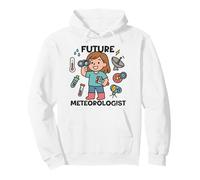 Cute Future Meteorologist Kids Girl Weather Scientist White Felpa con Cappuccio