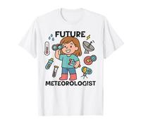 Cute Future Meteorologist Kids Girl Weather Scientist White Maglietta