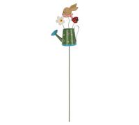 Cute Garden Stake, 8 x 33 cm Wrought Iron Bunny Watering Can Planter Decor, Waterproof Hand-Painted Flower Pot Stake for Yard, Pathway, Balcony, Patio