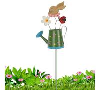 Cute Garden Stakes - Waterproof Flower Pot Stake | Bunny Watering Can Planter Decor | Ideal For Bed Pathway Balcony Lawn Yard Backyard Patio Living Room Bedroom Gardeners Landscapers