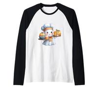 Cute Ghost Baker Halloween Chef Spooky Baking Men Women Maglia con Maniche Raglan