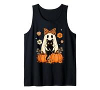 Cute Ghost Black Cat Leopard Bow Halloween Autumn Spooky Canotta