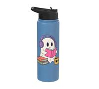Cute Ghost Book Lover Reading Theme Stainless Steel Insulated Water Bottle