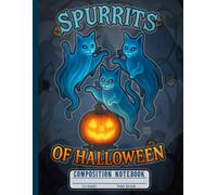 Cute Ghost Cats Notebook: Spooky Kitten Witch Wide Ruled Composition Book for Students, Cat Lovers, Kids and Autumn Journaling
