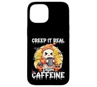 Cute Ghost Coffee Halloween Creep It Real Before Caffeine Custodia per iPhone 15