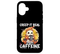 Cute Ghost Coffee Halloween Creep It Real Before Caffeine Custodia per iPhone 16