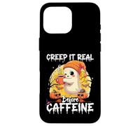 Cute Ghost Coffee Halloween Creep It Real Before Caffeine Custodia per iPhone 16 Pro Max