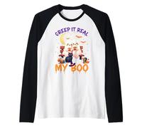Cute Ghost Couple Halloween Creep It Real with My Boo Maglia con Maniche Raglan