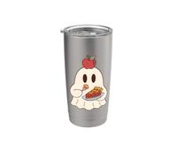 Cute Ghost Eating Pie Halloween Fall Autumn Apple Lover Bicchiere termico in acciaio inox doppia parete