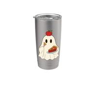 Cute Ghost Eating Pie Halloween Fall Autumn Apple Lover Bicchiere termico in acciaio inox doppia parete