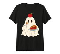 Cute Ghost Eating Pie Halloween Fall Autumn Apple Lover Maglietta Premium