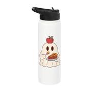 Cute Ghost Eating Pie Halloween Fall Autumn Apple Lover Stainless Steel Insulated Water Bottle