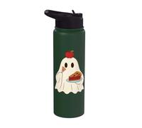 Cute Ghost Eating Pie Halloween Fall Autumn Apple Lover Stainless Steel Insulated Water Bottle