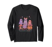 Cute Ghost Friends Camicia Pastello Spooky Halloween Funghi Maglia a Manica