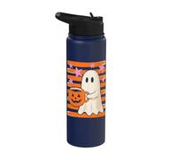 Cute Ghost Halloween Coffee Lover Spooky Season Pumpkin Stainless Steel Insulated Water Bottle