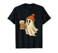 Cute Ghost Halloween Delizioso Birra Arancione Bobble Hat Birra Maglietta