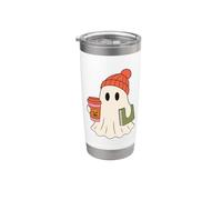 Cute Ghost Halloween Reading Coffee Fall Theme Bicchiere termico in acciaio inox doppia parete