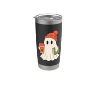 Cute Ghost Halloween Reading Coffee Fall Theme Bicchiere termico in acciaio inox doppia parete