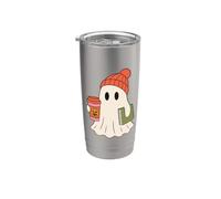 Cute Ghost Halloween Reading Coffee Fall Theme Bicchiere termico in acciaio inox doppia parete