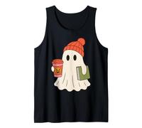 Cute Ghost Halloween Reading Coffee Fall Theme Canotta
