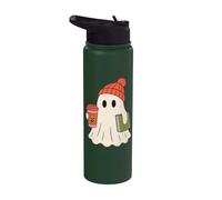 Cute Ghost Halloween Reading Coffee Fall Theme Stainless Steel Insulated Water Bottle