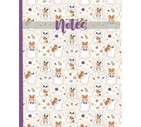 Cute Ghost & Her Corgi Notebook | Cozy Fall Aesthetic Composition Book for Girls, Teens & Women | Wide Ruled Journal for School, Writing & Daily Notes (7.5” x 9.25”, 110 Pages)