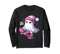 Cute Ghost Hey Boo! Christmas Lights Skateboard Ghost Kid Maglia a Manica