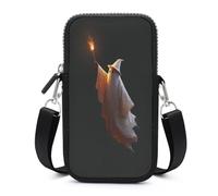 Cute Ghost Holding Up An Orange Torch Crossbody Mobile Phone Bag Smartphone Bag Con Cinghia Regolabile