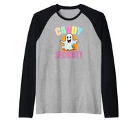 Cute Ghost Police Security Candy Halloween Maglia con Maniche Raglan