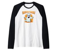 Cute Ghost Police Security Candy Halloween Maglia con Maniche Raglan