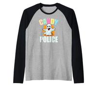 Cute Ghost Police Security Candy Halloween Maglia con Maniche Raglan