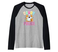 Cute Ghost Police Security Candy Halloween Maglia con Maniche Raglan