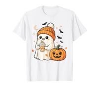 Cute Ghost Pumpkin Spice Latte Stagione Autunnale Maglietta