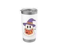 Cute Ghost Reading Book Halloween Witch Hat Bookworm Bicchiere termico in acciaio inox doppia parete